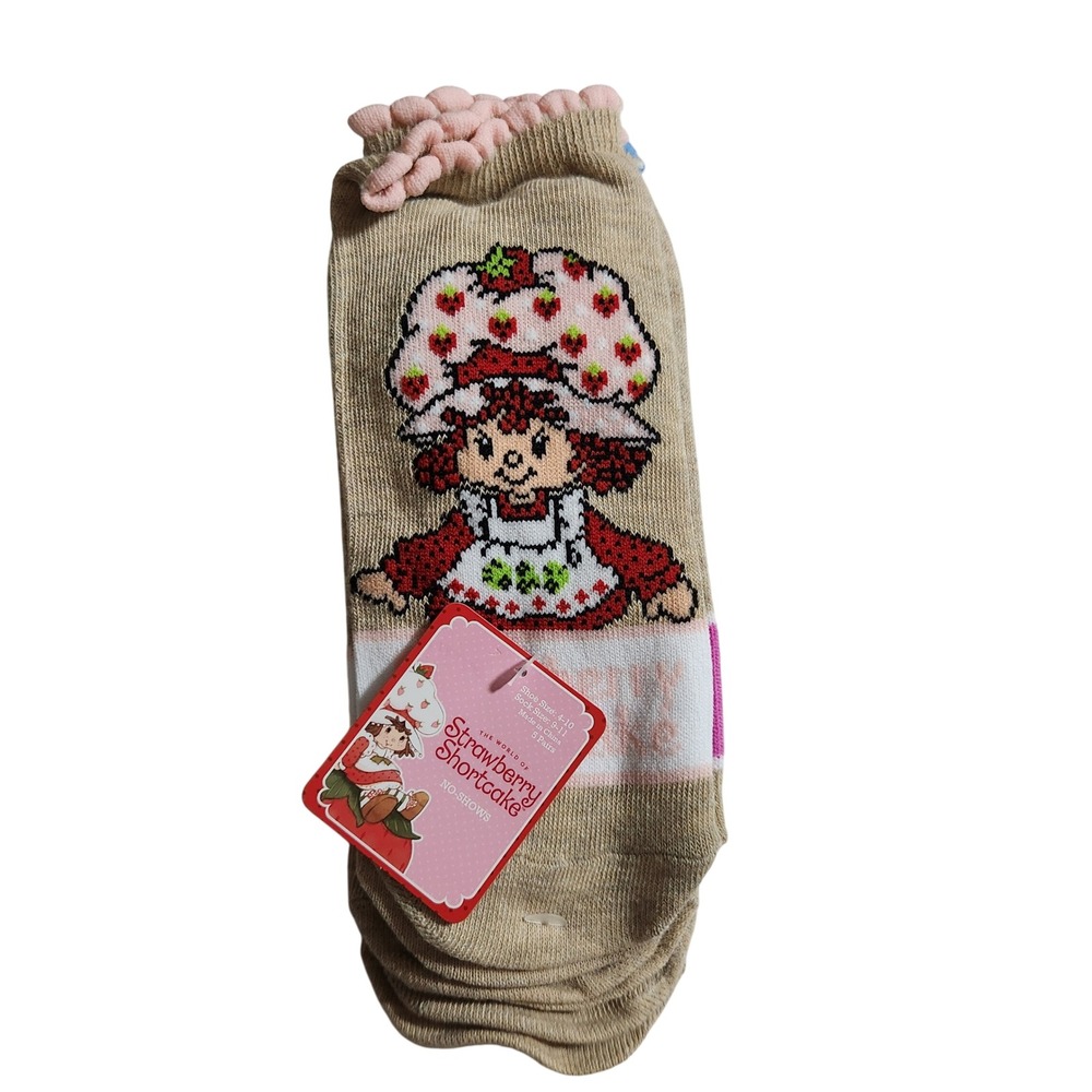 Strawberry Shortcake Retro No Show Socks 5‎ Pair Pack Women's Shoe Size 4-10 New
